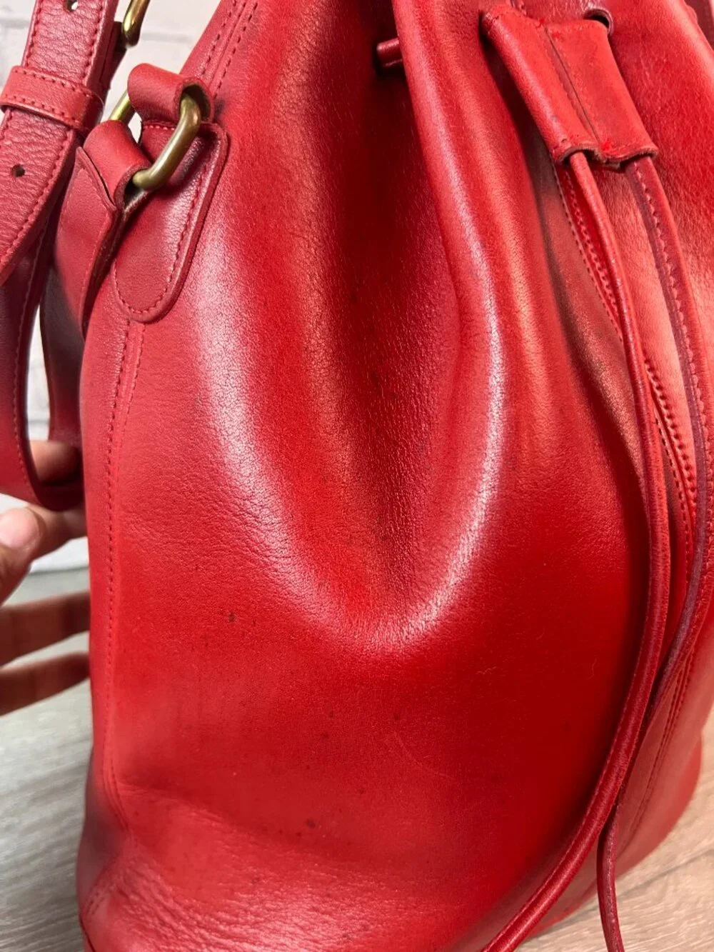 Pre 1994 Vintage Coach Nicholas Drawstring Bucket Bag - Picture 3 of 8